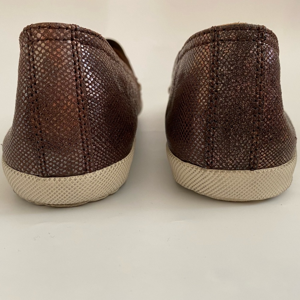 Frye Melanie Multi-Metallic Lizard Foil-Embossed Leather Slip-On Sneaker - Picture 7 of 13
